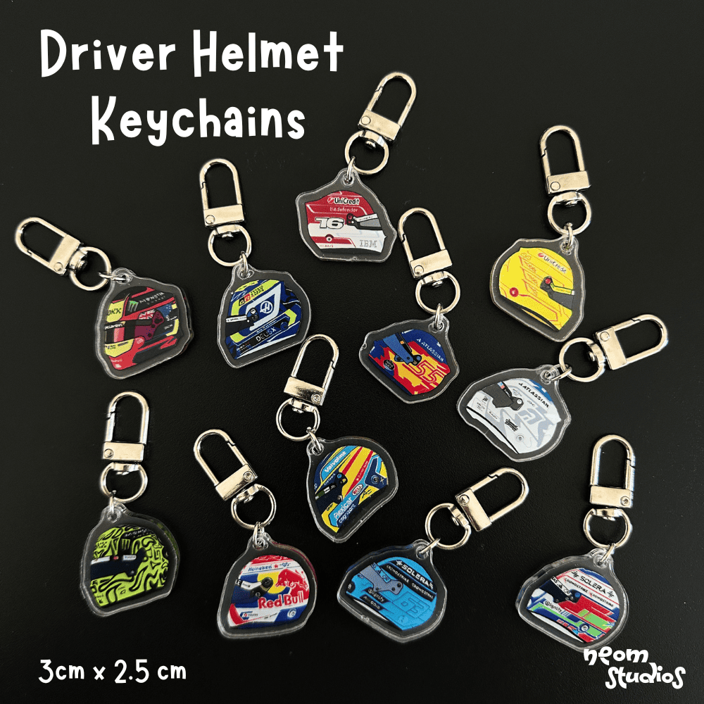 F1 driver helmet keychains