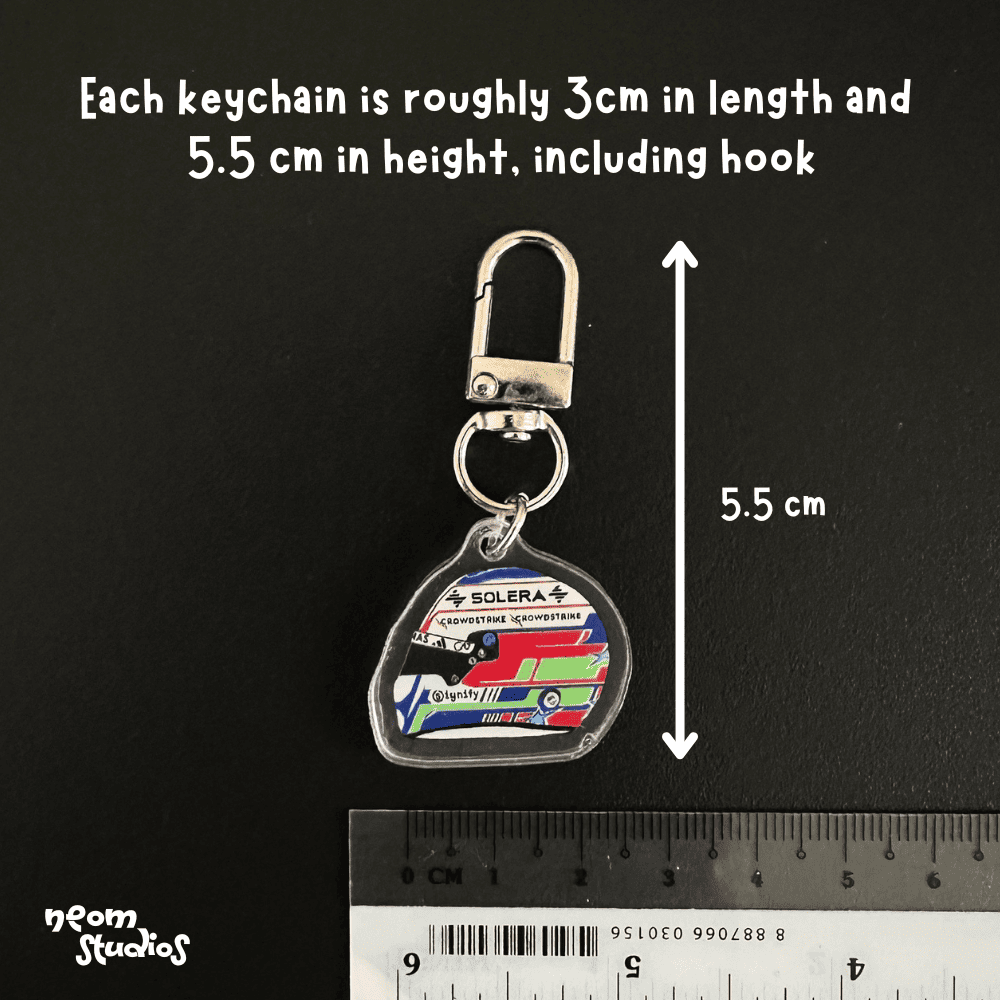 F1 driver helmet keychain size